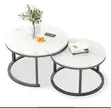 2-Piece Round Nesting Center Table Set - Marble Top - 3