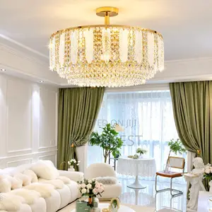 Babban Crystal LED Chandelier - Zagaye na Karfe