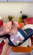 Hermès Chypre Slides - Navy Blue & Baby Pink - 2