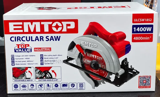 EMTOP 1400W 7'' Circular Saw | 4800RPM Mai Ƙarfin Gaske don Yanke Itace - 1