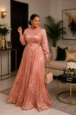 Classy Women's Gold Dresses with Pockets - 1