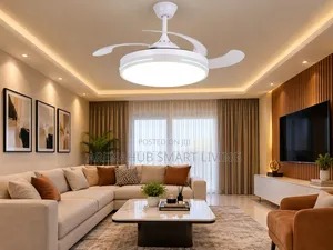 Modern Invisible Blade Ceiling Fan with Light, 6-Speed Reversible