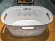 Plastic Laundry Basket / Clothes Hamper - White/Grey - 2