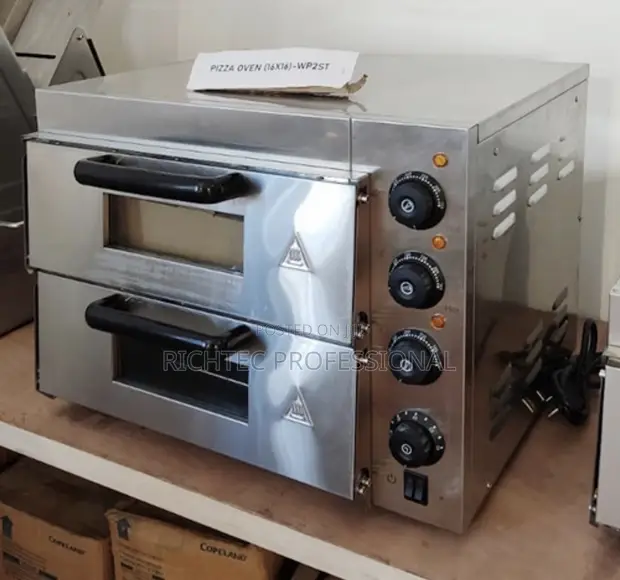 Commercial Double Deck Electric Pizza Oven - Stainless Steel - 1