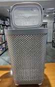Large Premium Plastic Laundry Basket with Lid and Wheels - Grey/White - 1