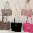 Plush Faux Fur Ribbed Tote Bag - 1
