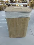 Luxury Foldable Bamboo Laundry Basket with Lid & Liner (60L) - 3