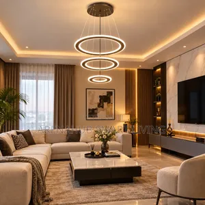 Modern Minimalist LED Chandelier - Brushed Rings Ceiling Light