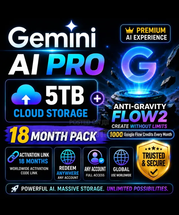 Google Gemini AI Pro + 5TB Storage + Flow AI - 18 Months - 1