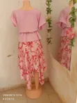 One-Sided Off-Shoulder Blouse with Handkerchief Skirt (Large) - 2