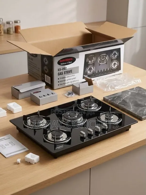 Eurosonic ES-202 5-Burner Gas Stove Tempered Glass - 1