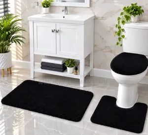 Premium 3-Piece Black Bathroom Mat Set