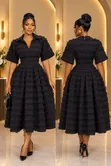 Luxury Brown Ruffle Flare Dress - 1