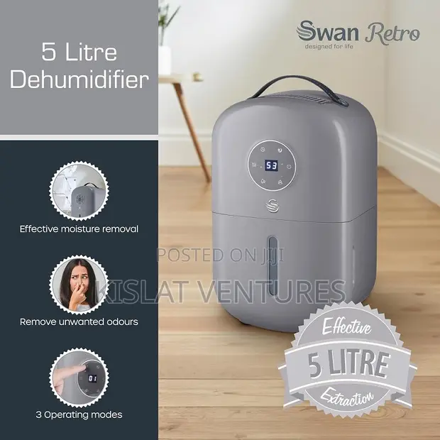 Swan Dehumidifier with Intelligent Humidity Sensor - 155W - 5L - 1