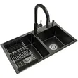 Double Bowl Kitchen Sink with Tap and Rack - 2