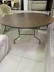 Big Round Wooden Table with Foldable Metal Legs - 2