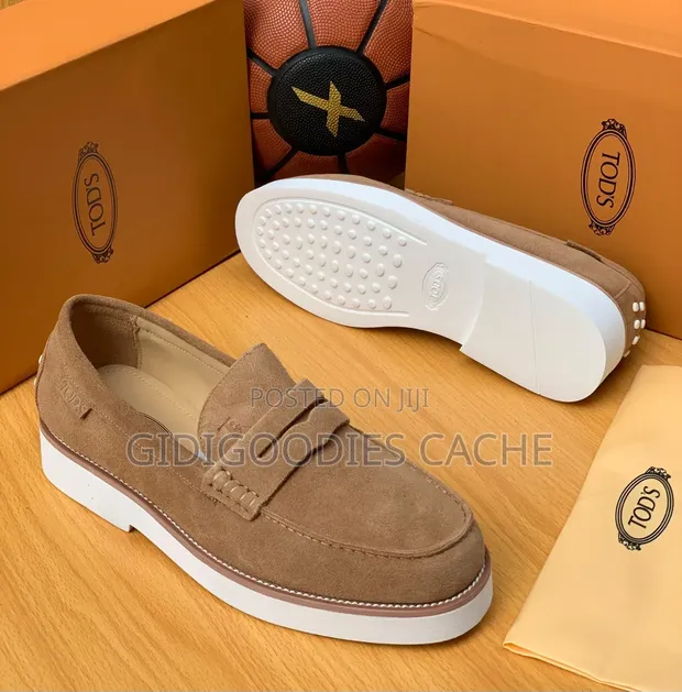 Men's Brown Suede Penny Loafers - Tod's Style - 1