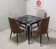 Brand New 4-Seater Ceramic Top Dining Table with Leather Chairs - 1