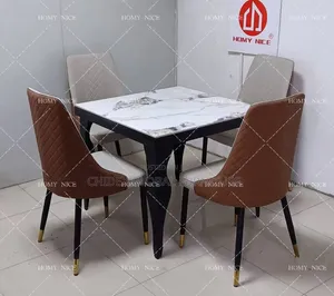 Brand New 4-Seater Ceramic Top Dining Table with Leather Chairs