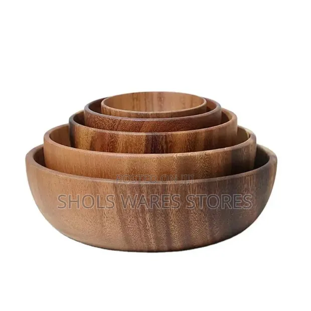 Acacia Wood Nesting Salad Bowls (Set of 5) - 1