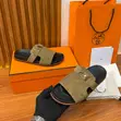 Hermès Jaures Sandal in Étoupe Green & Black - 2