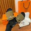 Hermès Jaures Sandal in Étoupe Green & Black - 3