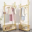 Luxury Gold Single Pole Clothes Rack with Storage Basket (60cm) - 2