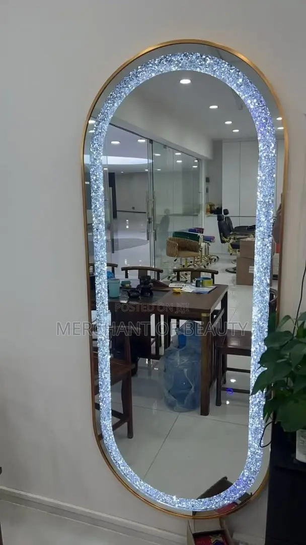 Luxury Crystal LED Mirror - Full Length Gold Frame - 1