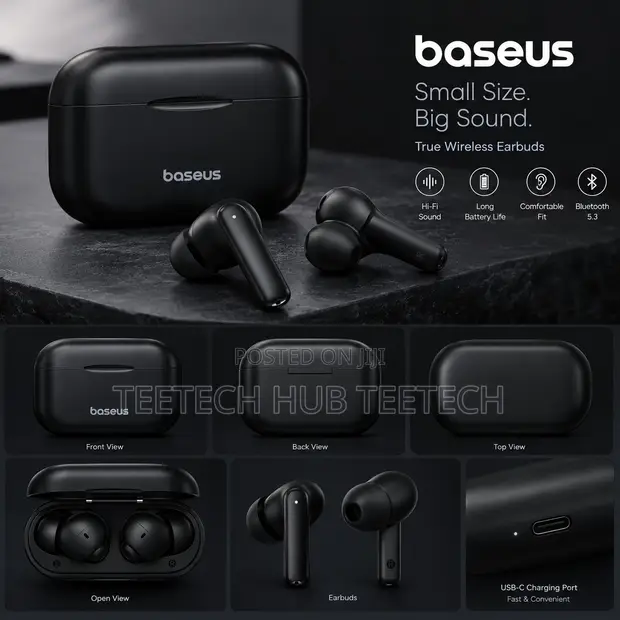 Baseus Bowie E17 True Wireless Earbuds - Black - 1