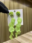 Fashionable Stainless Steel Earrings - White & Green - 5