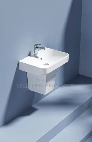Modern Wall Hung Basin - Matte Black Faucet
