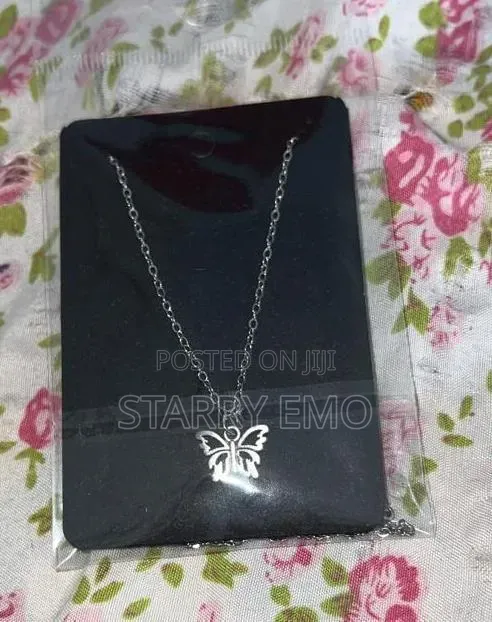 Silver Butterfly Pendant Necklace - 1