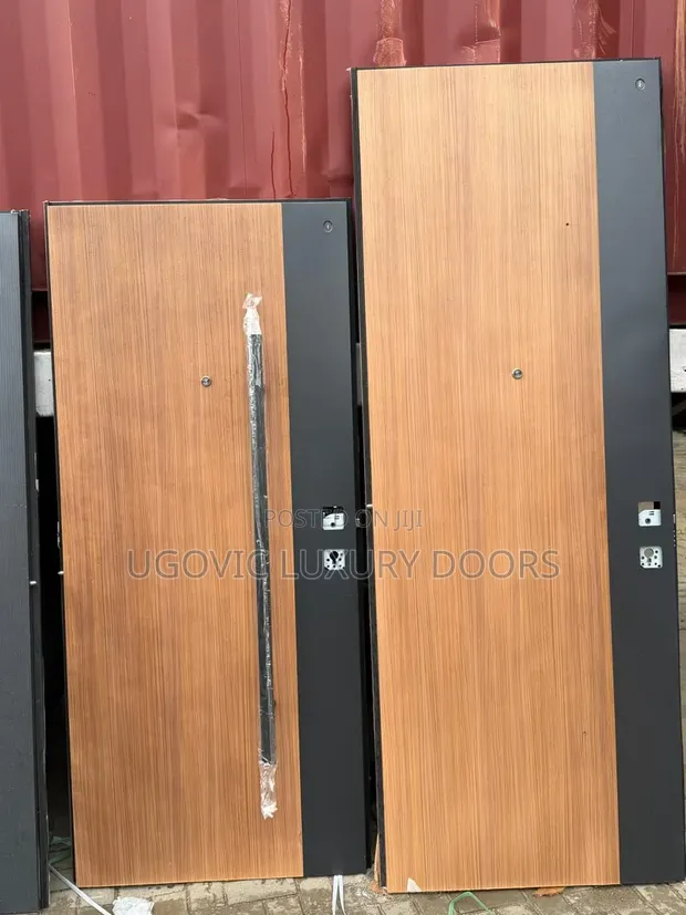 Israeli Modern Wood-Grain Steel Security Door - 1