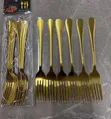 6-Piece Luxury Gold Stainless Steel Fork & Spoon Set - 1