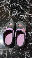 Black Rubber Garden Clogs with Purple Strap - 1