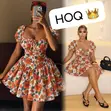 Queen Floral Puff-Sleeve Mini Dress - 1