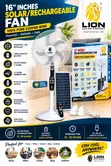 Two Lion 16" Solar Rechargeable Standing Fan with LED Light - 1