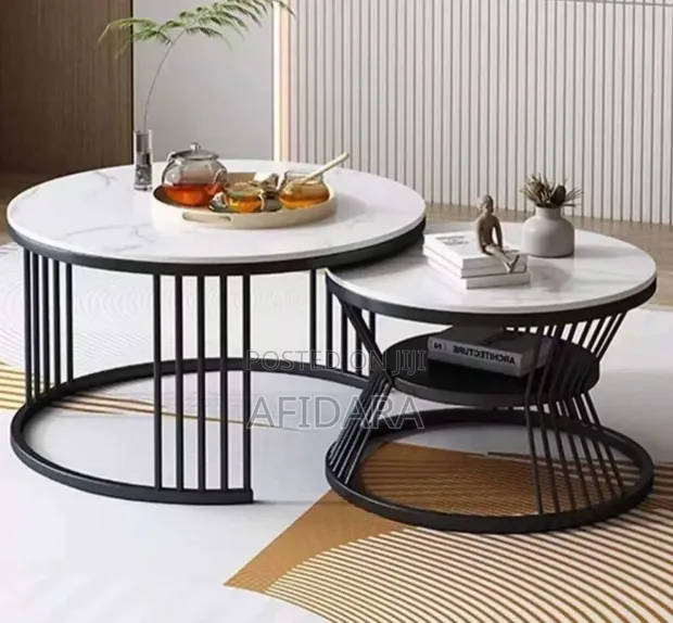 Nesting 2pcs Faux Marble Center Table - 1