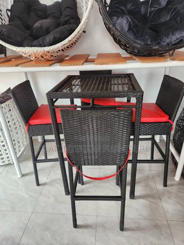 Rattan High Chairs With Table - Restaurant Set - 1