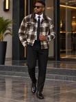 Men's Luxury Plaid Jacket Trouser Set - Shirt & Tie Included - 1