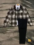 Men's Luxury Plaid Jacket Trouser Set - Shirt & Tie Included - 2