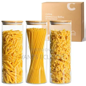 Premium Tall Glass Storage Jars with Bamboo Lids (2.3L)