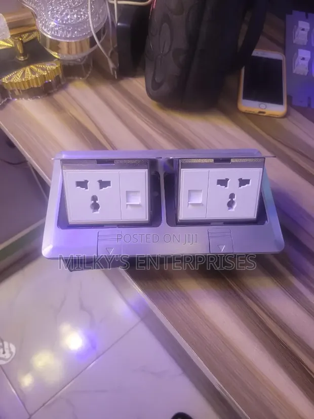 Original Metal Pop Up Floor Box with 2 Sockets & 2 Data Ports - 1