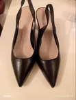 Black Pointed Toe Slip-On Heels (UK 7) - 3