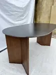 Luxury Oval Marble-Top Dining Table tare da Wooden Base - 2