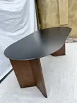 Luxury Oval Marble-Top Dining Table tare da Wooden Base - 4