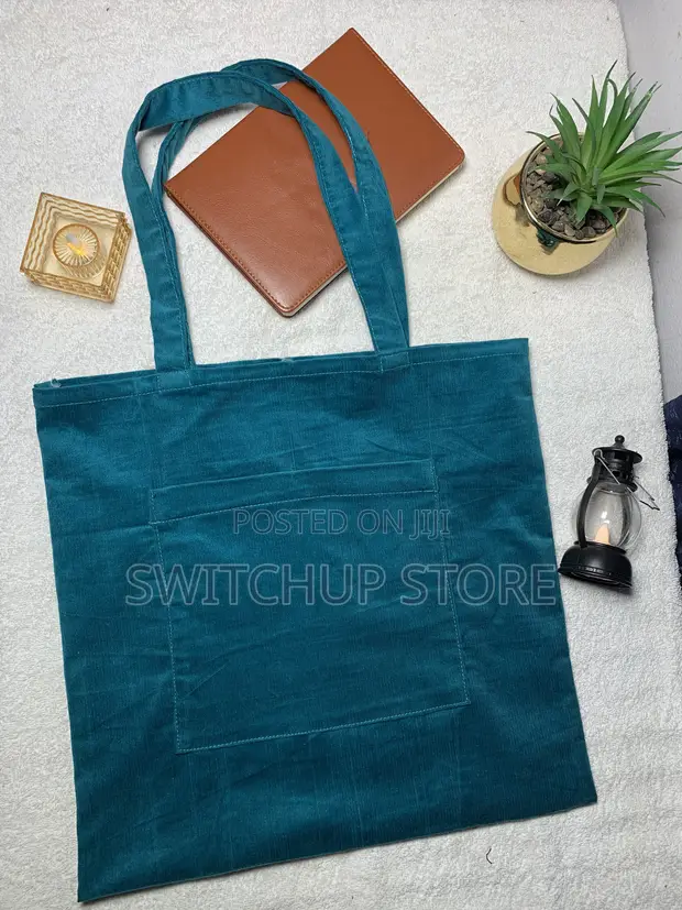 Corduroy Tote Bag - Turquoise - 1