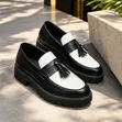 Premium Black/White Leather Loafers - Men's Size 40-45 - 1