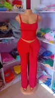 Zara Two Piece Fabric Set - Red - 1