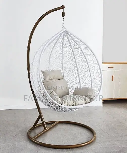White Teardrop Hanging Egg Chair - 1